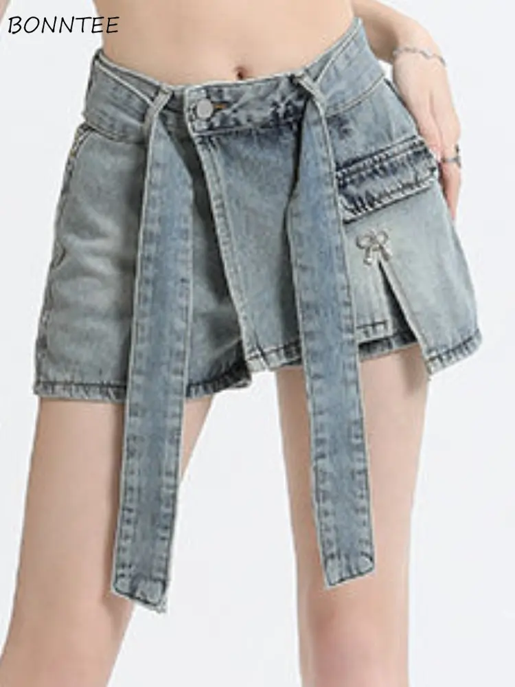 

Shorts Women Streetwear Creativity Appliques Students All-match Lace-up Casual Fashion Charming Holiday Korean Style Personality