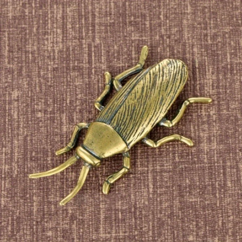 Brass Insect Cockroach Figurines Miniatures Solid Tea Pet Funny Crafts Collection Desktop Small Ornaments Figurine Decor Crafts
