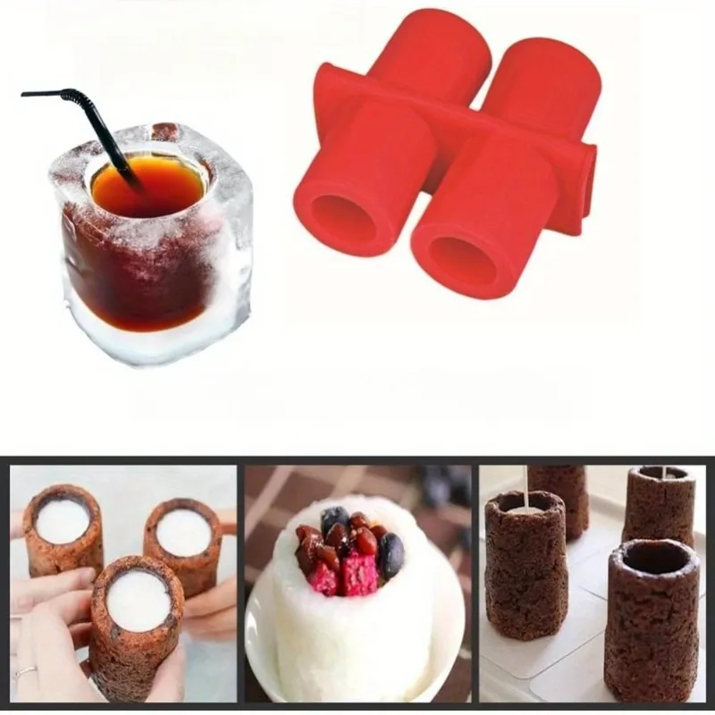 Ice Cube Trays 4-Hole Design Reusable for Whiskey and Cocktail Ice DIY Ice Making Mold Ideal Bar Accessory Suitable for Desserts