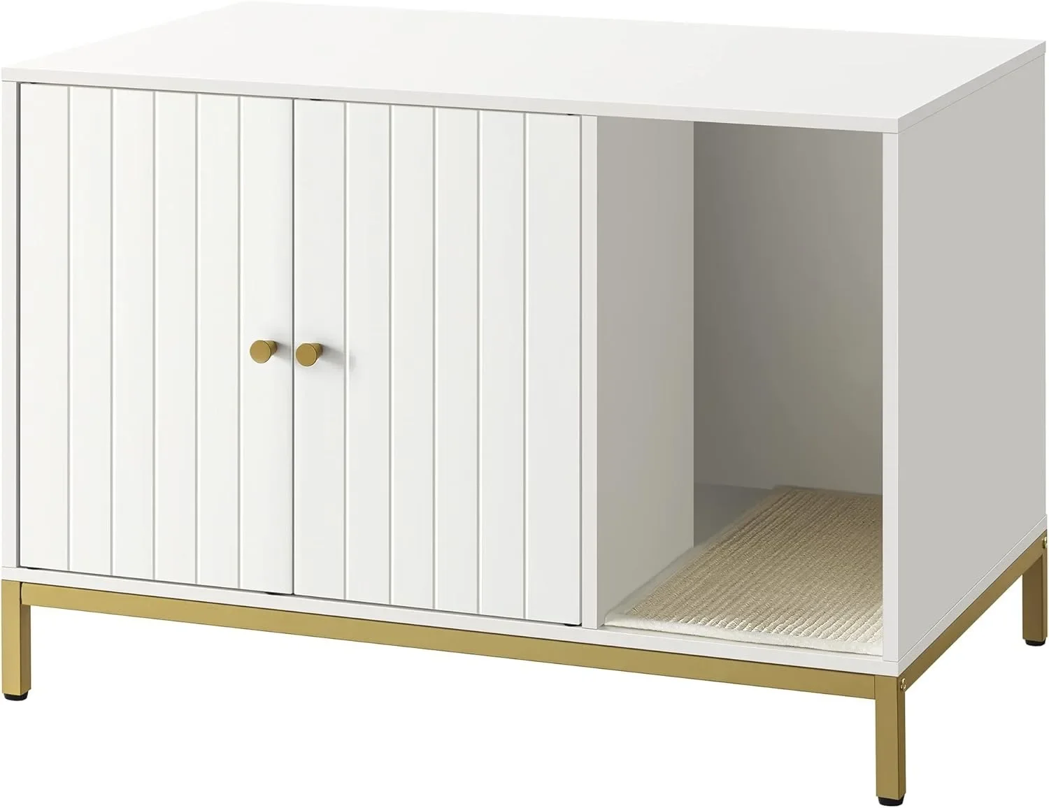 

Litter Box Enclosure, Modern Cat Litter Box Furniture Hidden, with Scratching Mat, Tall Legs, Cat House, Side End Table