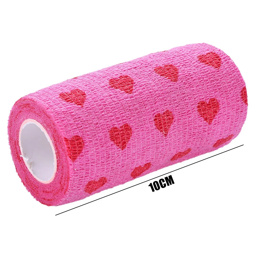 Rose Red Heart Nonwovens Bandage Elastic Cohesive Bandage Non-woven Practical Beautiful Eco-friendly Elastoplast for Pets Animal