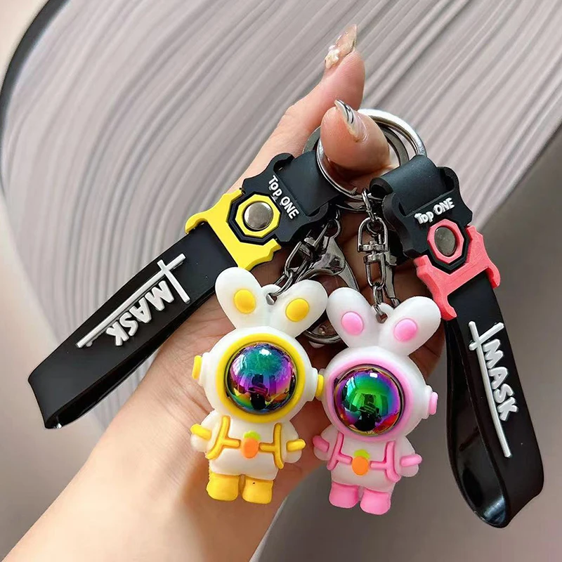 

Cartoon Cute Astronaut Rabbit Doll Keyring Keychain Bag Pendant Couple Car Keyholder Creative Bag Charm Accessories