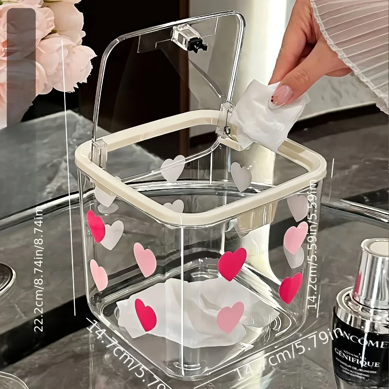 1pc Love Transparent Hair Accessory Storage Box, for Scrunchies, Headbands, Barrettes, Clips, and Jewelry Organizer