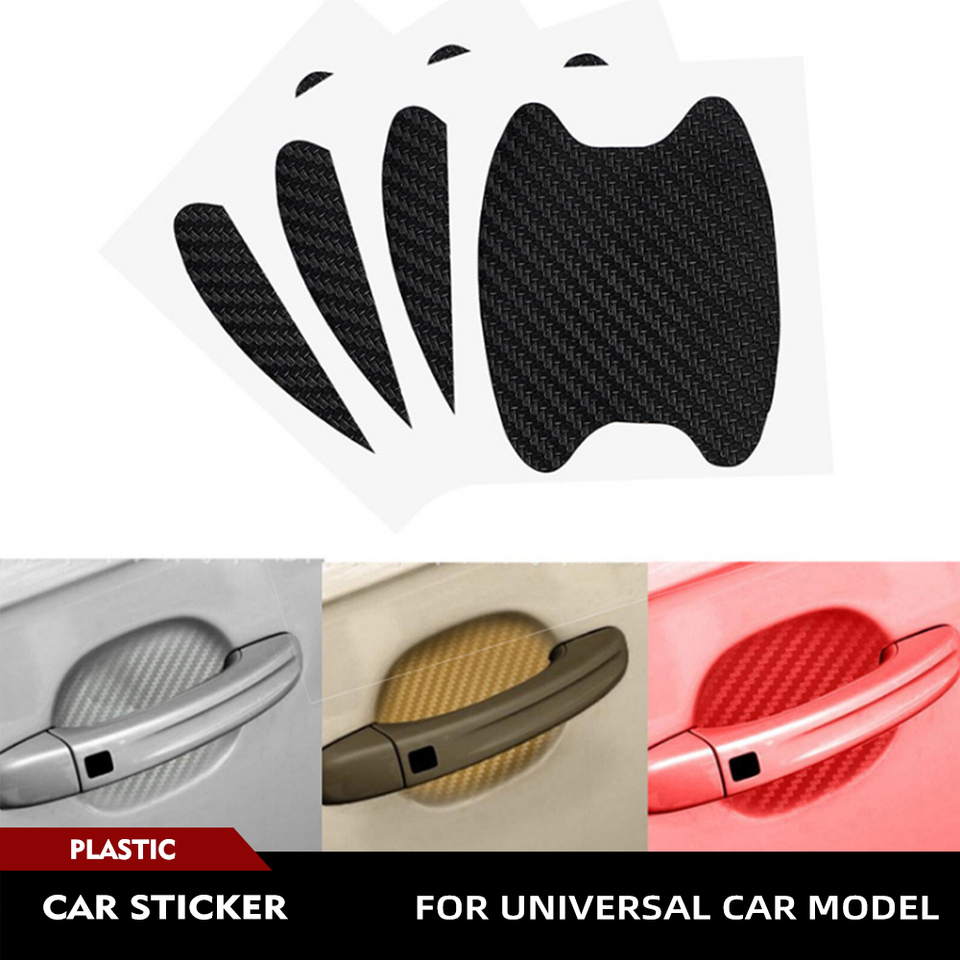 Car Door Sticker Fake Carbon Scratches Resistant Cover Auto Handle Protection Exterior Body Kits Universal Accessories 4Pcs/Set