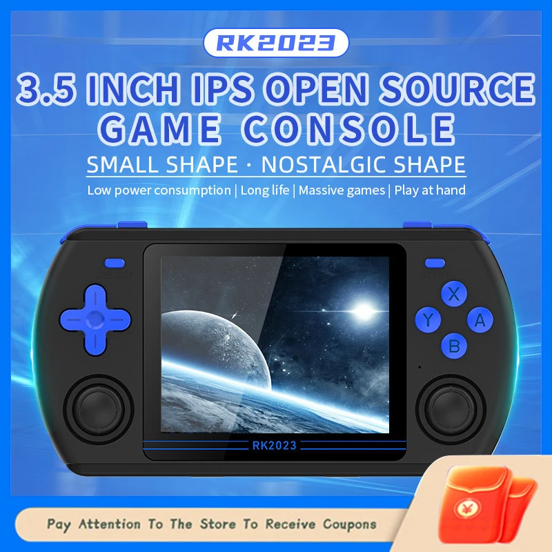 

3.5 Inch 4:3 Ips Rk2023 Retro Handheld Video Game Console Screen Chip Dual Speaker Stereo Gift For A Child's Boyfriend