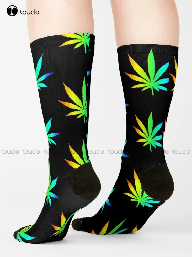 

Rainbow Marijuana Leaf Socks Socks Youth Personalized Custom 360° Digital Print Gift Harajuku Unisex Adult Teen Youth Socks