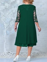 Plus Size Dresses for Women 2025 Embroidery Floral Patchwork Fall Wedding Guest Dress Green Formal Party Prom Womens Clothes - Image 3