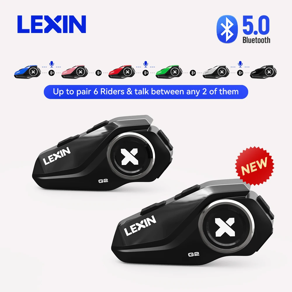 Lexin G2P 2db Motorbicikli helmes intercoms Bluetooth V5.0 Felfelé hogy Csatol vmihez 6 riders&talk Közte Bármelyik 2 bel Nekik Szikratávirát headsets