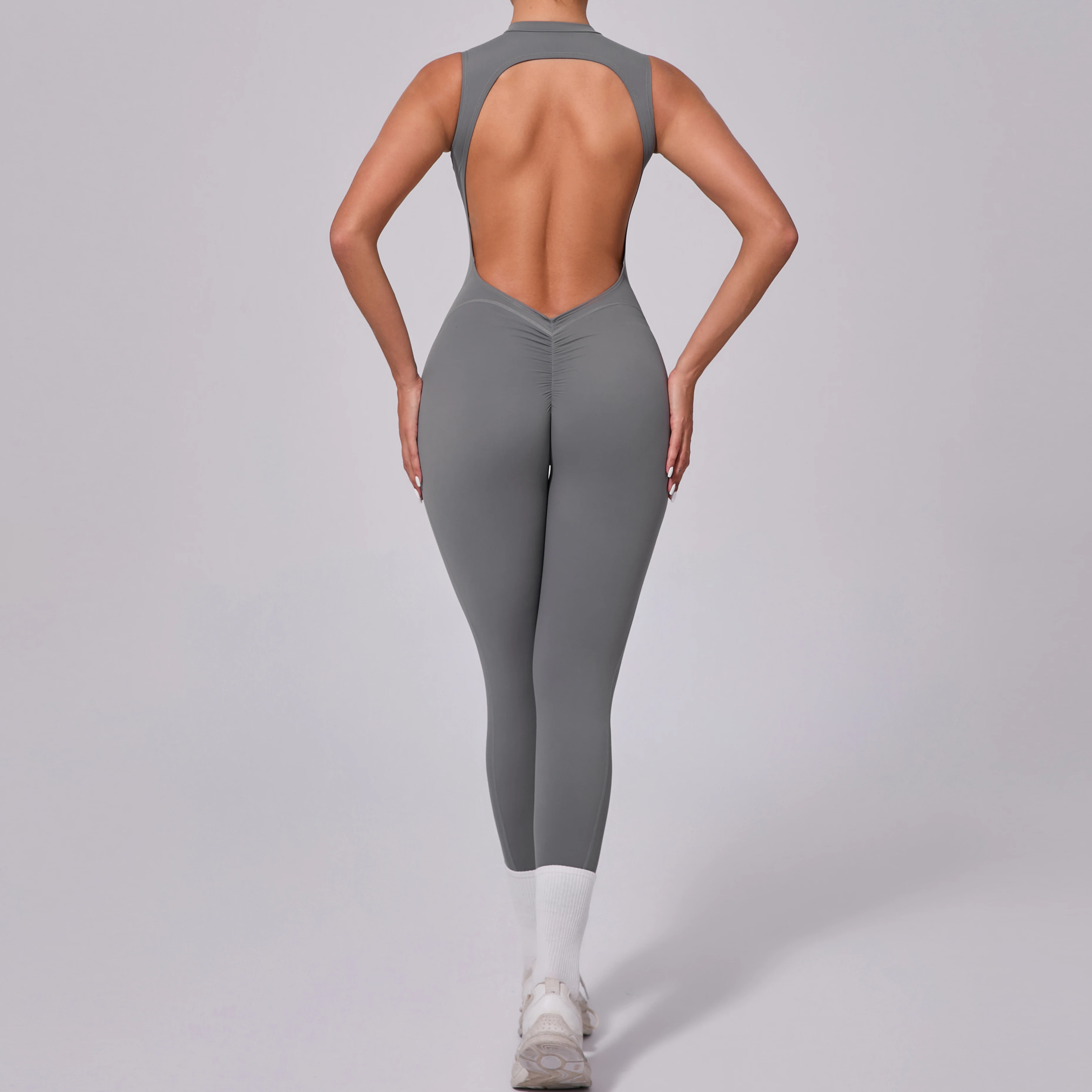 V Backless One Piece Frauen Training Yoga Sportswear Frauen Sport Overall Fitness Strampler Stretch Weibliche Workout Bodys – Detail 31