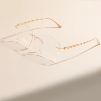 Occhiali da vista quadrati grandi per uomo e donna Montatura per occhiali miopia senza montatura in metallo per viso largo con tempio lungo 145 mm 1