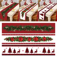 Christmas Table Runner Polyester Xmas Table Flag Cover 2024 Merry Christmas Decorations for Home 2025 New Year Tablecloth 2