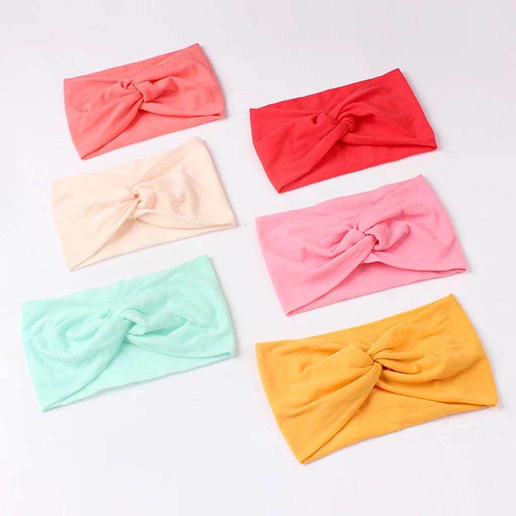 1 PCS 봄 여름 캔디 컬러 베이비 헤어밴드 여자아이용 트위스트 매듭 부드러운 탄성 베이비 헤어밴드 헤어 액세서리