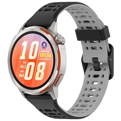 Breathable Silicone Sport Band Replacement Wristband for HUAWEI GT Runner 2 (Black Gray)