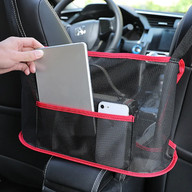 Organisateur en Maille pour siège arrière,Poche Filet de Voiture, Support  de Sac à Main pour Console Automobile, Sac de Rangement en Filet pour