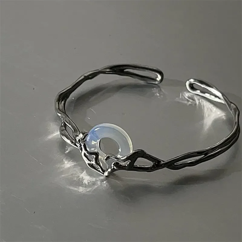 

Vintage Fashion Personality Round Zircon Bracelet Unisex Elegant Temperament Opening Bracelet Banquet Jewelry Accessories Gift