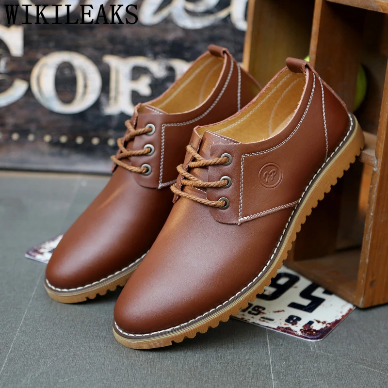 British Mens Shoes Genuine Leather Sneakers Black Shoes Luxury Brand