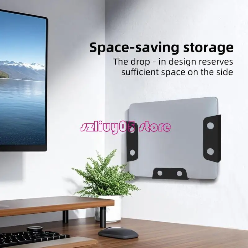 E28E 공간 절약 벽 마운트 노트북 스탠드 인체 공학적 조절 가능한 디자인의 책상 아크릴 컴퓨터 홀더