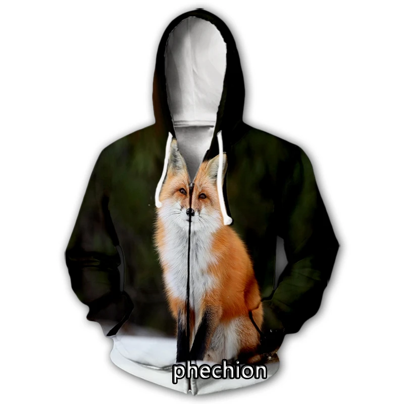 

Новые мужские/женские повседневные толстовки phechion на молнии с 3D принтом животных Снежная лиса модное пальто одежда в стиле хип-хоп топы Спортивные На молнии с капюшоном B103
