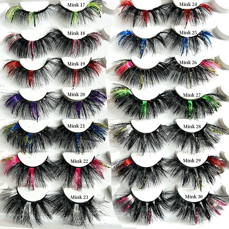 

Multilayer Thick Colorful Glitter False Eyelashes Naturally Soft & Delicate Handmade Reusable Curly Mink Fake Lashes 3 Pcs/Lot