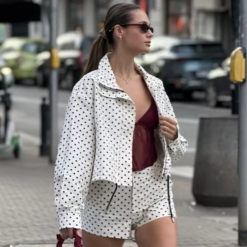 HXAO Polka Dot Bomber Jacket Women'