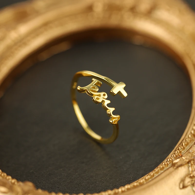 S925 authentic sterling silver fashion cross design adjustable wrap ring daily accessories classic retro versatile