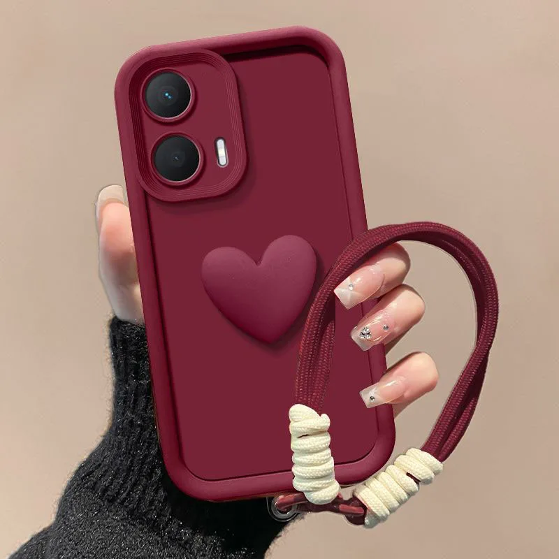 Love Heart Design Matte Soft Cover with Hand Strap