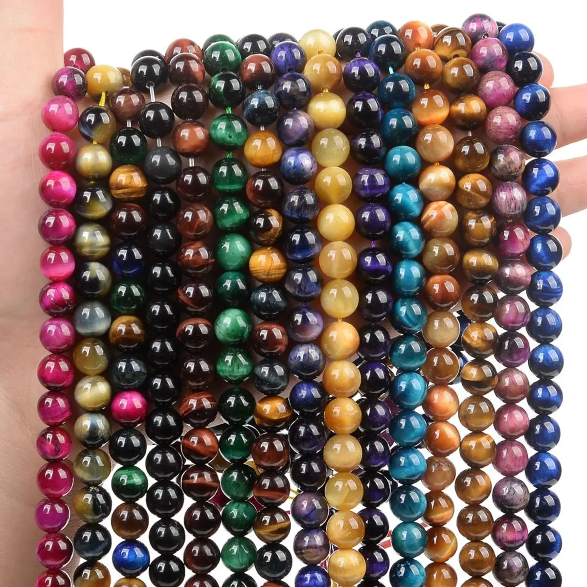 Natural Stone Beads Multicolor Tiger Eye Loose Spacer Beads Making Bracelets Jewelry DIY Accessories Pick Size 4/6/8/10/12MM loose stone beads,natural stone beads,spacer beads,stone beads,loose beads,beads for jewelry making
