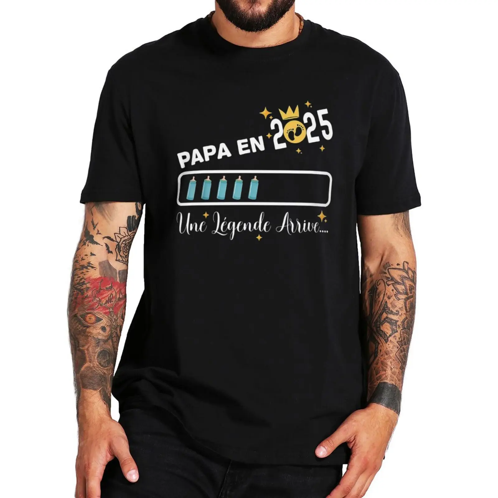 Future Dad 2025 футболка Frech текстовая Легенда скоро наступает подарок отцу с коротким рукавом 100% хлопок мягкие повседневные футболки Топы европейские размеры