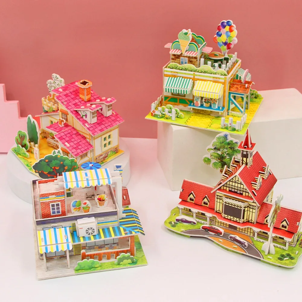 New Paper House Model Puzzle Early Education Handmade Puzzle Model Children's 3D Educational