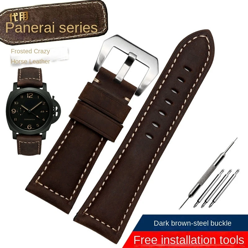 Men's Genuine Leather Watchband - Frosted Cowhide Strap in Various Sizes