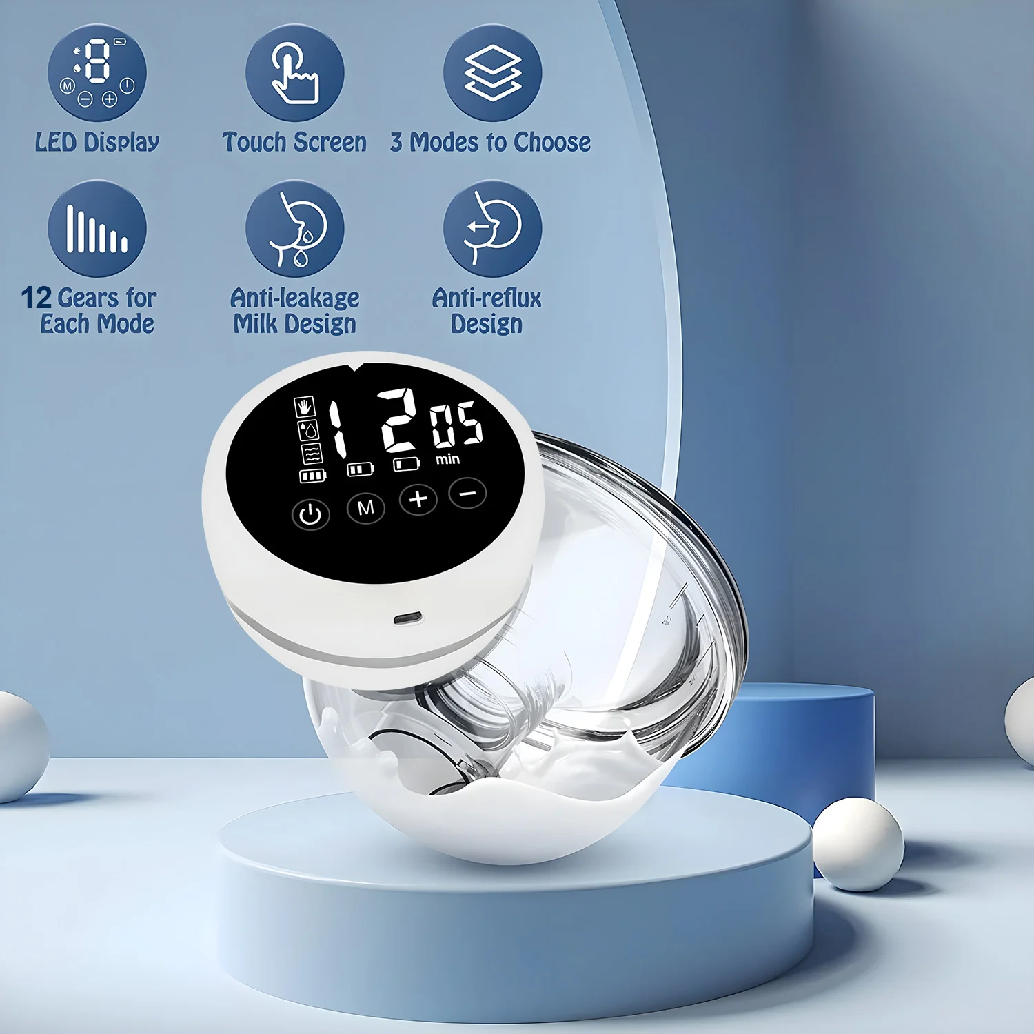 Tragbare elektrische Brustpumpe – Wiederaufladbare, freihändige Milchabsaugpumpe für die Babyernährung, automatische Milchpumpe zum Stillen_voghion.com