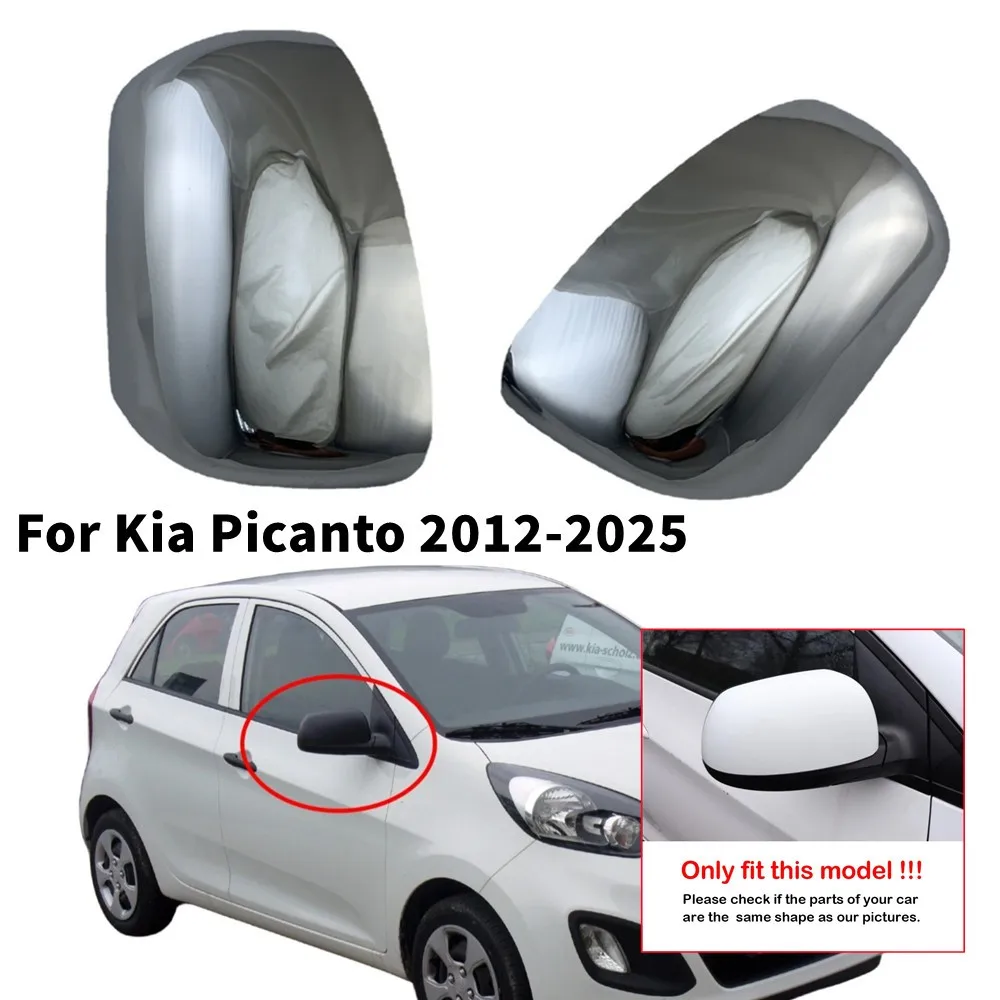 For Kia Picanto 2012 2013 2014 2015-2025 ABS Rearview Side Mirror Cover Wing Cap Exterior Door Housing Trim Adhesive Sticker 1