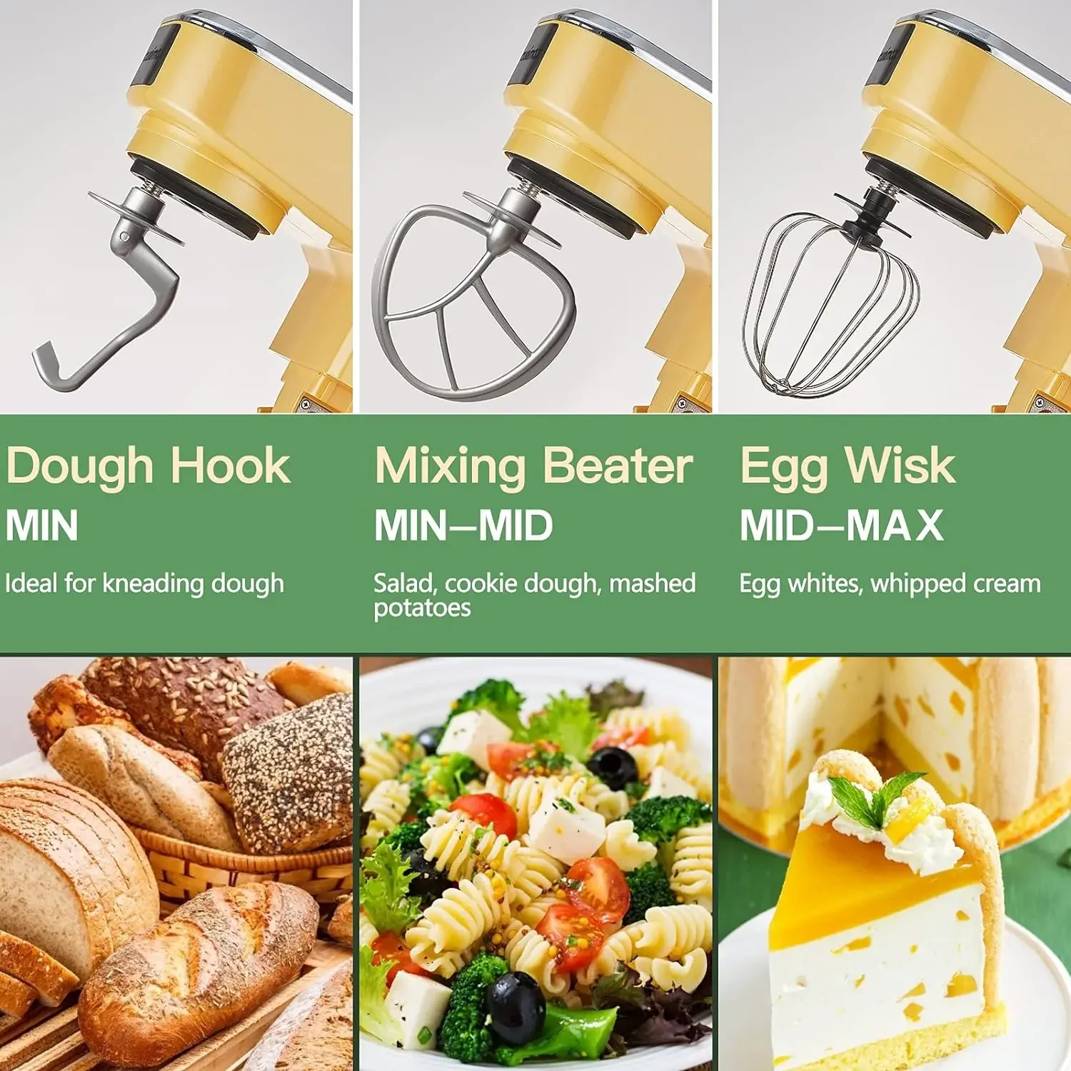 NEW Stand Mixer with 5-QT Stainless Steel Bowl, Tilt-Head Kitchen Electric Mixer with Dough Hook, Mixing Beater and Whisk