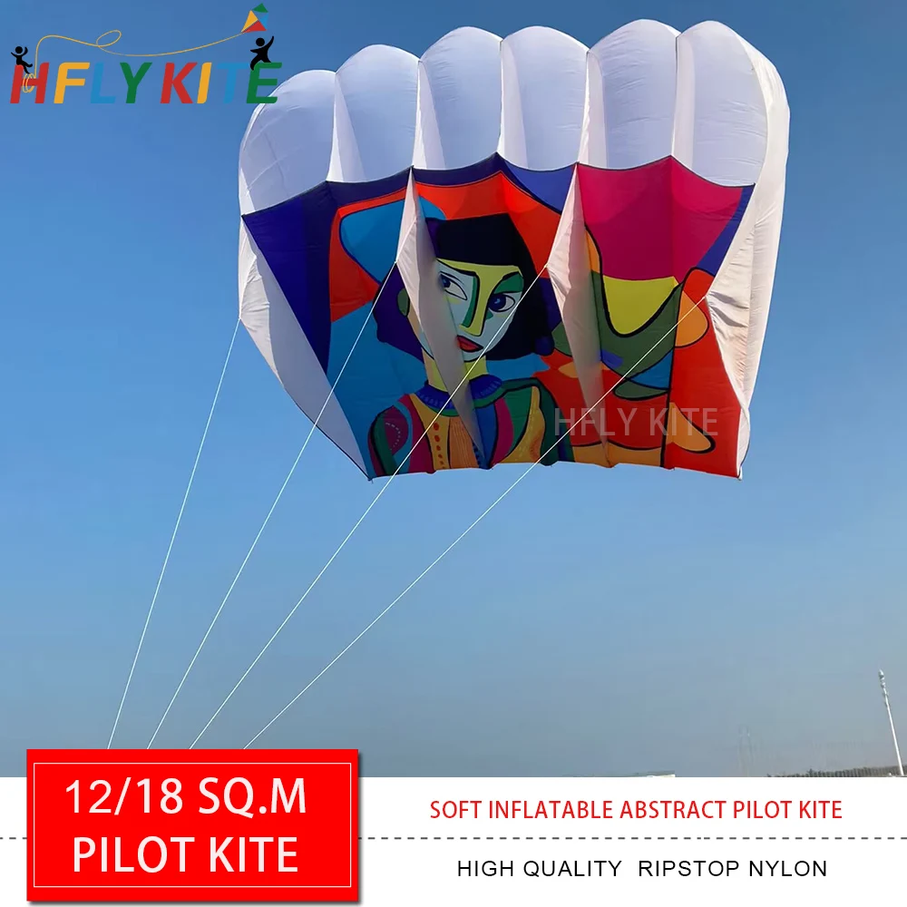 HFLY Soft Inflatable Colorful Abstract Pilot Kite for Adults High Quality Ripstop Nylon Lifter Kites