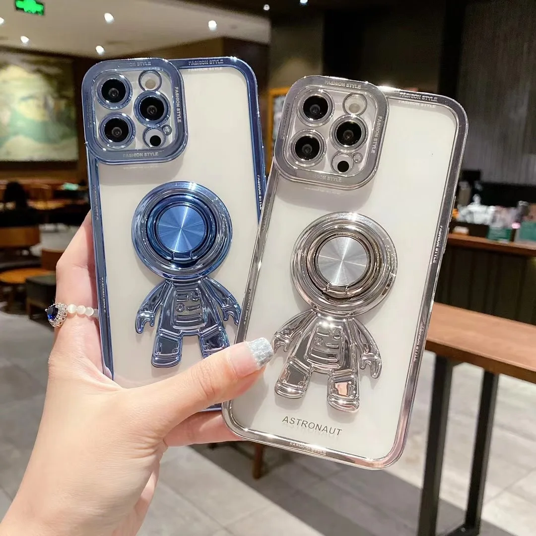 Soft Electroplating 3d Astronaut Stand Holder Case For Iphone 13 Pro