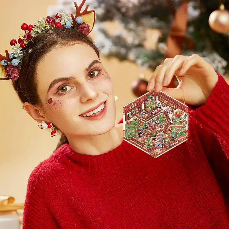 Handmade 3D Christmas House Stickers for Decor