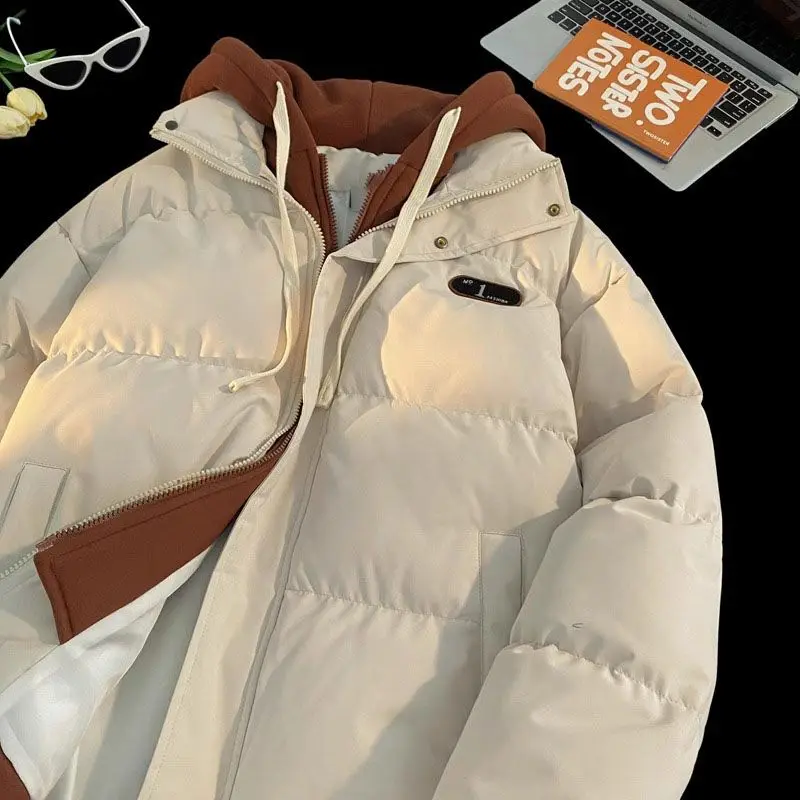 Hooded Padded Coat - Women Winter Jacket With Zipper Contrast & Thick Cotton