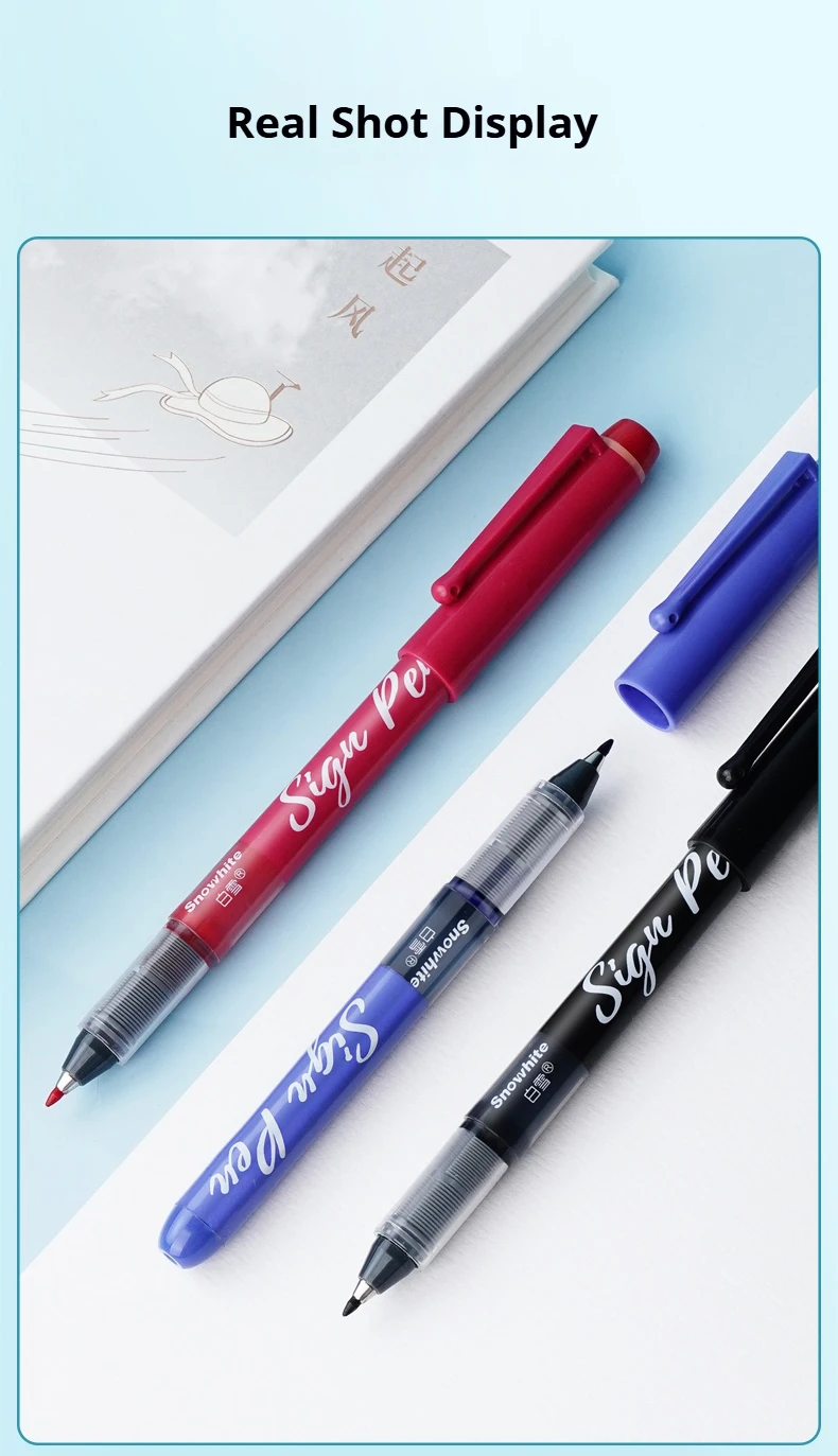 Snowhite 12 Stück Direktflüssig-Gelstifte 1,0mm Elastische Faserspitze, Schnelltrocknender Großvolumiger Glatt Schreibender Stift – Detail 8