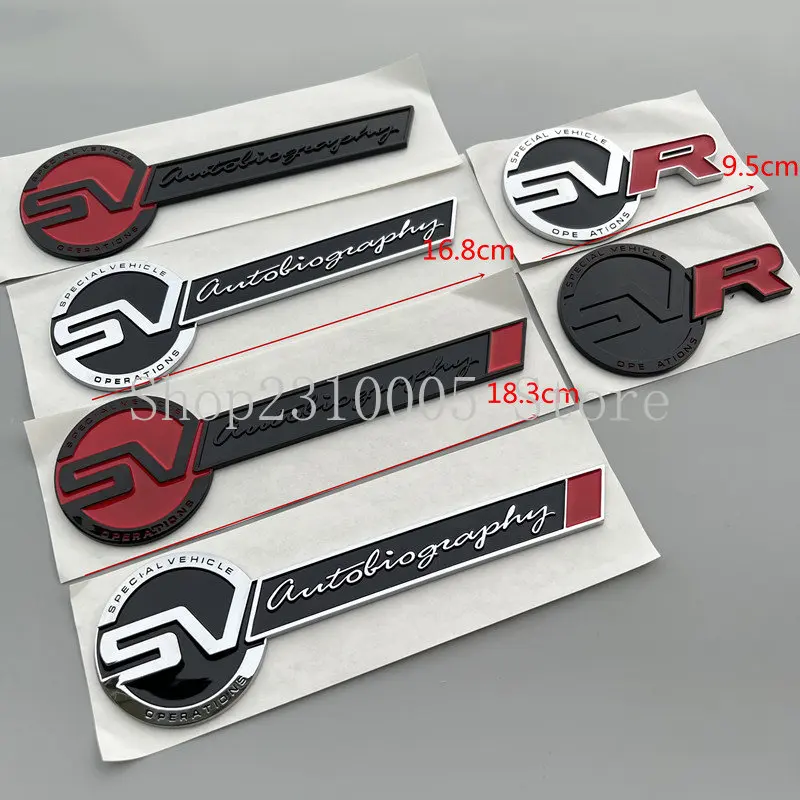 New Red Block SV SVR Special Vehicle Operation Autobiography ABS Emblem Car Grille Trunk Side Badge Logo Sticker for Range Rover