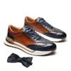 Luxury Designer Men's Sneakers Genuine Cow Leather Fashion Casual Shoes Splicing Trainers Non Slip Walking Oxford Shoes for Man