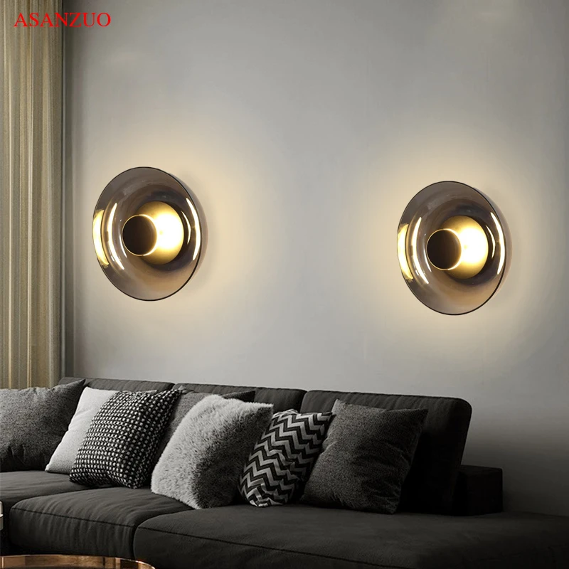 

2pc/lot Glass Bowl Wall sconces Nordic living room Decor Luminaires Bedroom Bedside LED Wall Lamp AC 110V /220V