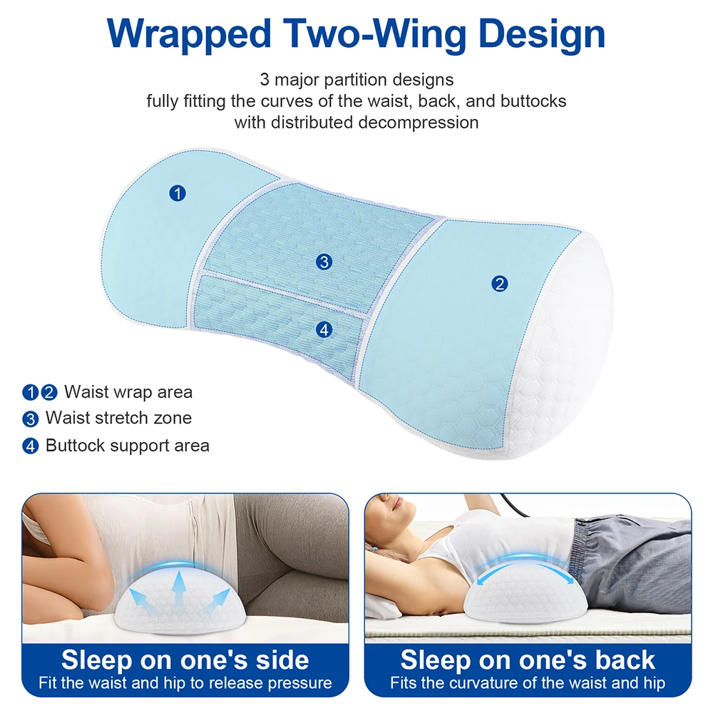 Waist Massage Pillow Airbag Waist Spine Support Massager Back Vibration Massage Pillow Electric Lumbar Traction Support Cushion