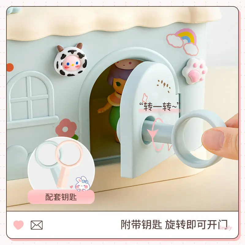 Kawaii Piggy Bank Anime Cartoon Cute Square Money Boxes Piggy Bank with Lock and Key for Notes Children Xmas New Year Toys Gift 6
