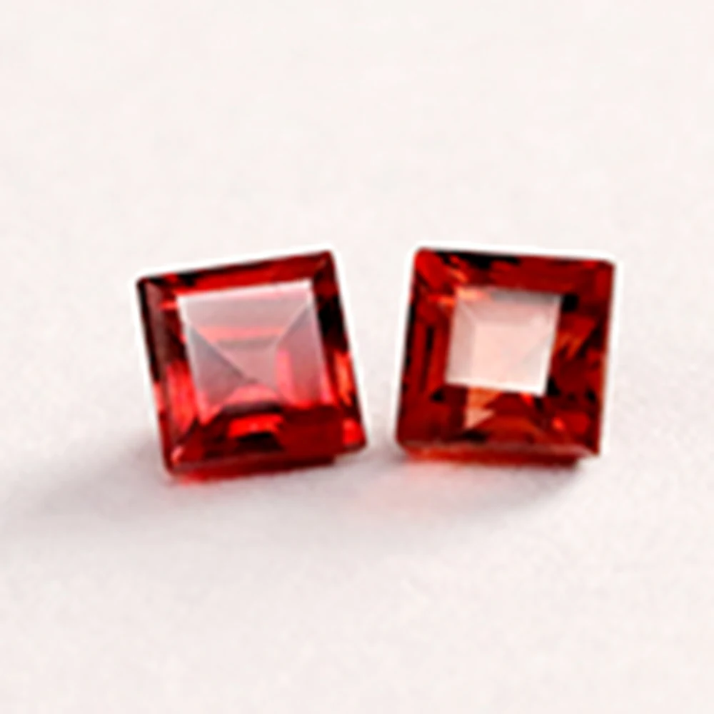 Gemstones Natural Garnet jewelry Making 3X3mm High Quality Square Earring Ring Pendant Bracelet Jewelry customization