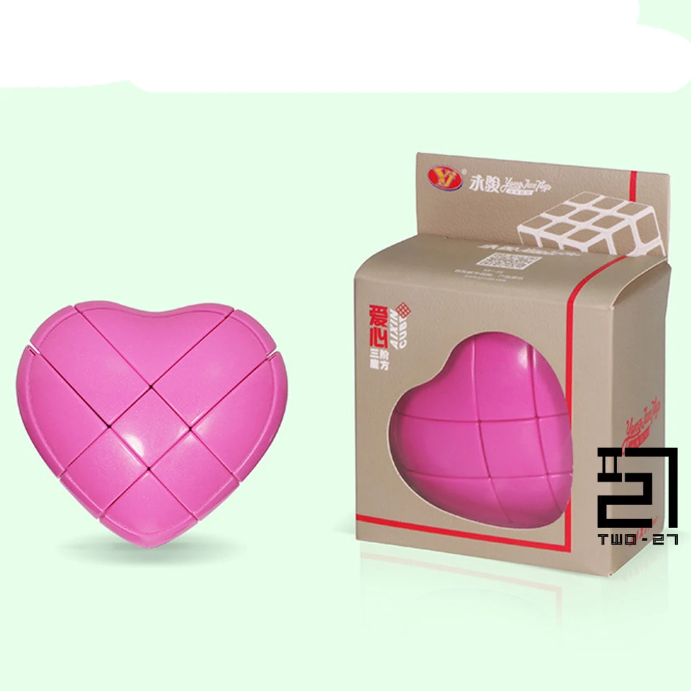 YJ Heart Magic Puzzel Cube Kawaii Puzle 3x3 Special Shape YongJun Yong Jun Single One Color Pink Twist Pazel 9 Year Old Girl Toy specially magic skew twist z cube ghost exotic unique zcube puzle irregular unusual kid toy z cube blue transparent single color