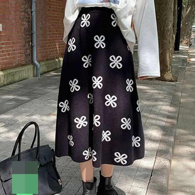 Velvet skirt in autumn and winter 2022 New style high waist vintage  pleated mid length  black  women skirt  Casual  A-LINE [событие] red velvet фестиваль reve 2022 почувствуй мой ритм оргель вер