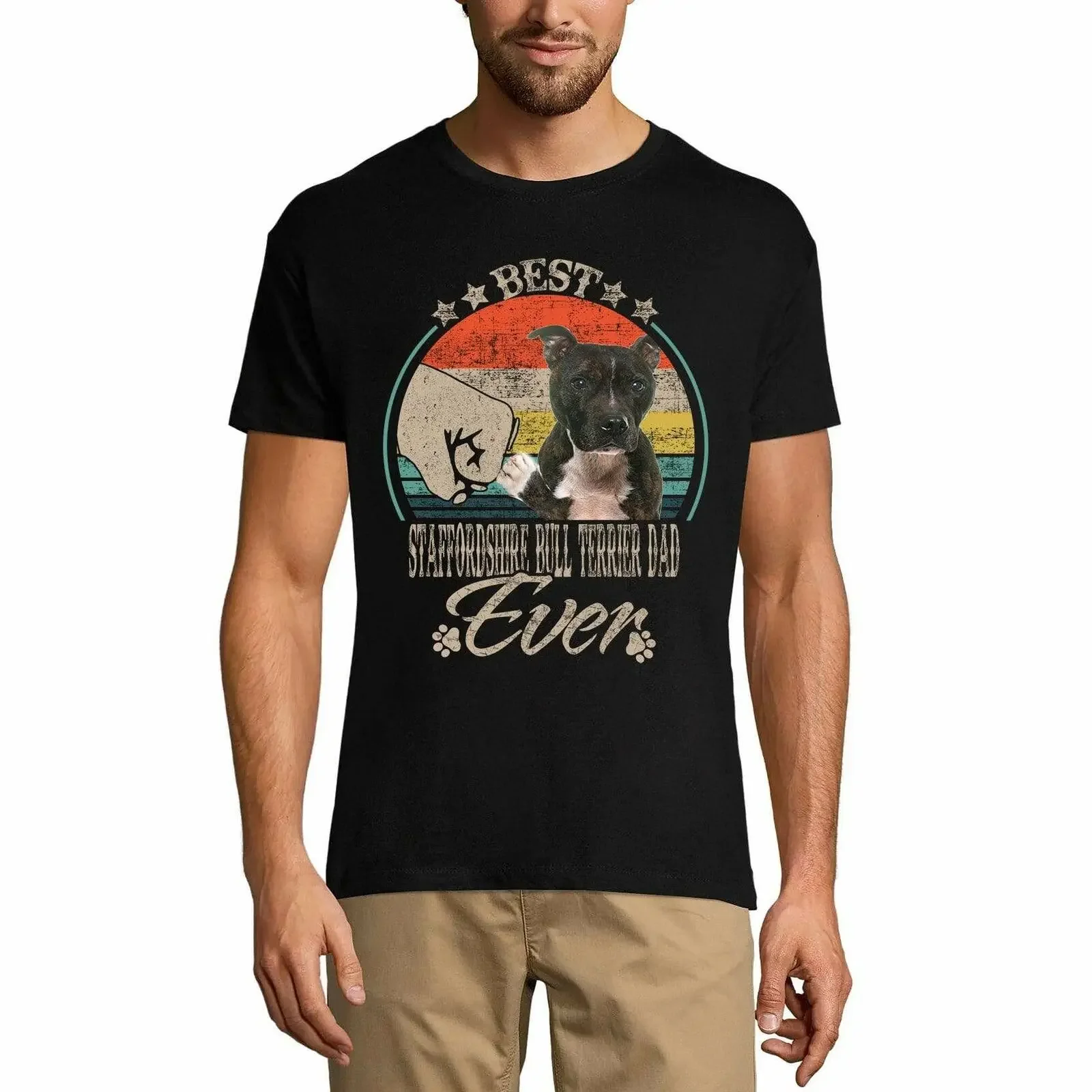 T-Shirt Da Uomo Ultrabasica Best Stafstafstafter Bull Terrier Papà Ever - Dog Fist