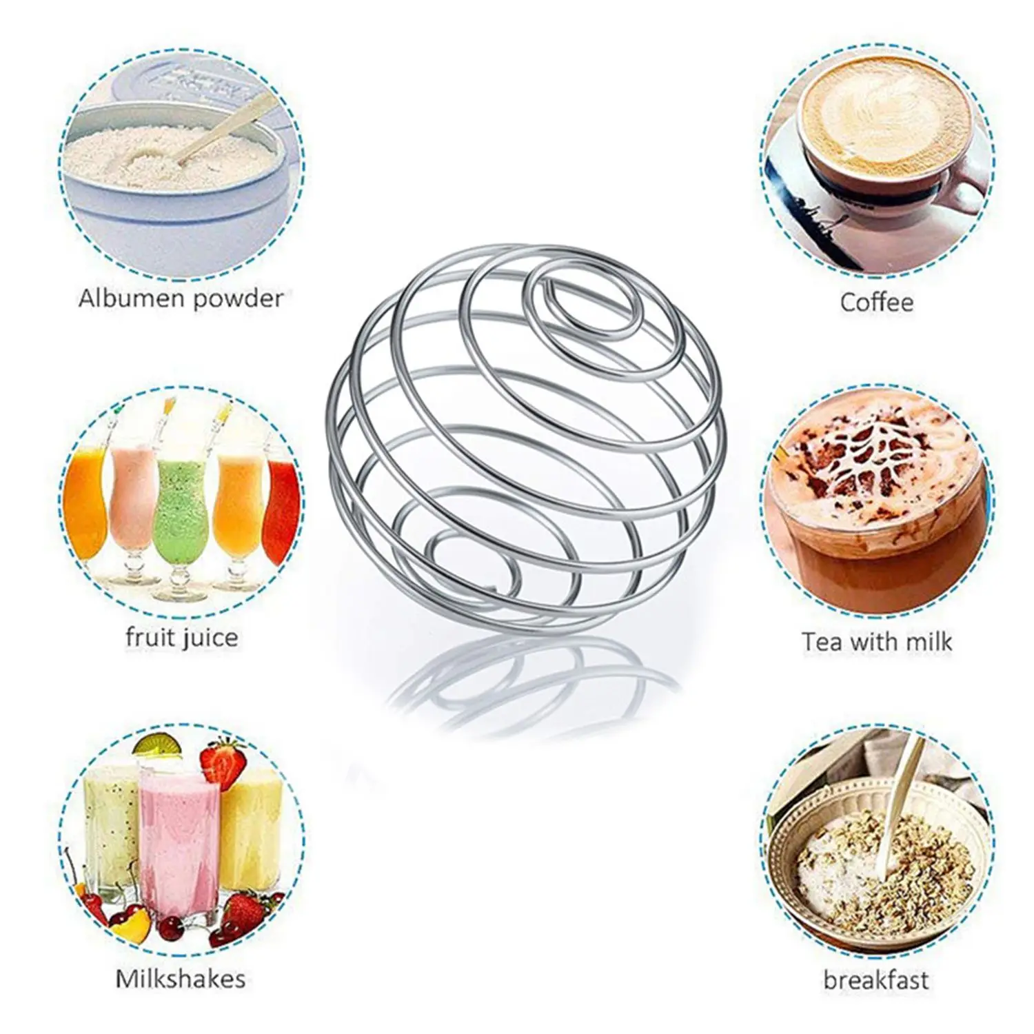 1PC New Dessert Tool Stainless Steel Shaking Cup Blender Wire Ball Mixed Agitator Protein Mixer