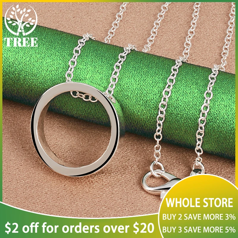 

ALITREE 925 Sterling Silver Circular Pendant Necklace For Women necklaces Fashion Party Birthday Wedding Jewelry Christmas Gifts