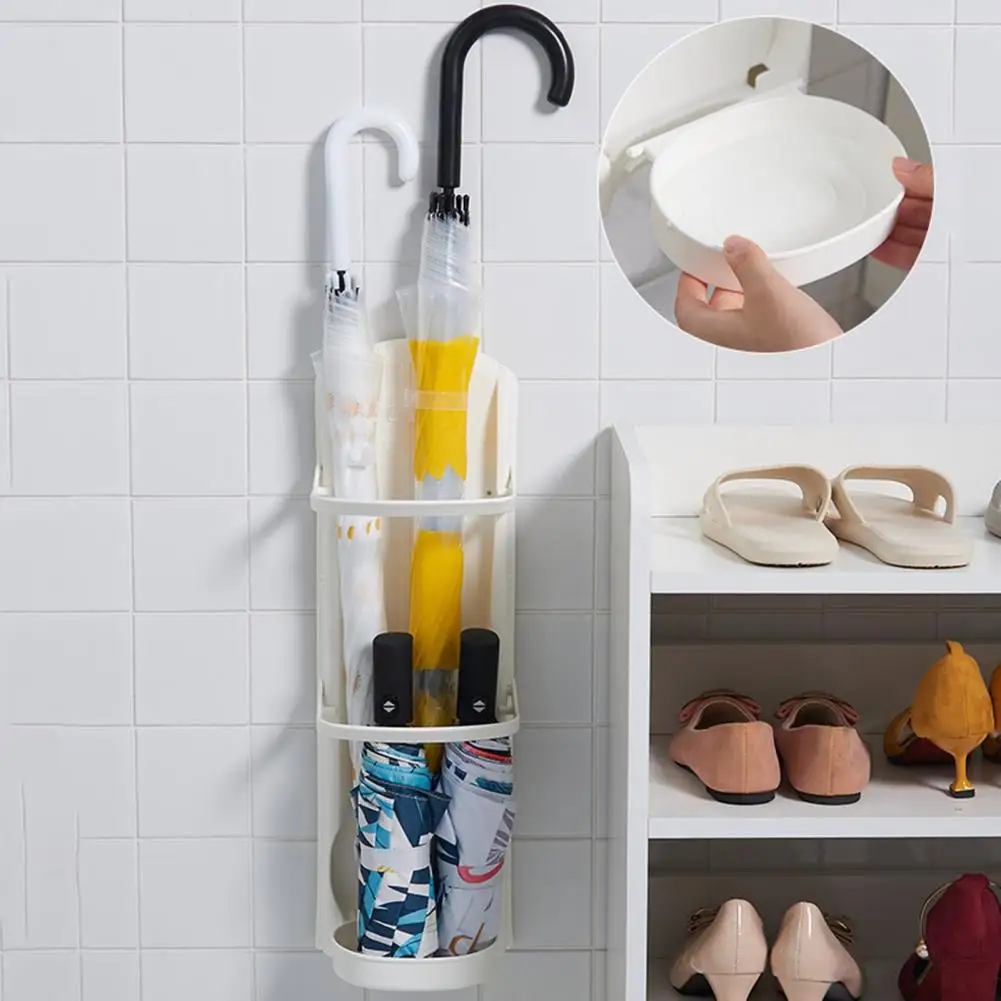 Umbrella Holder with Removable Drainboard Space-saving Umbrella Holder Adjustable Wall Mount Stand with Detachable